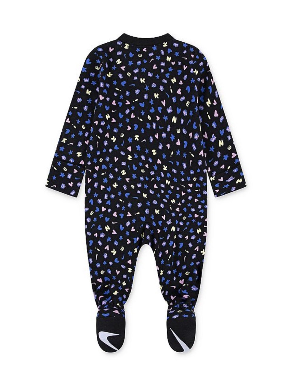 Nike Baby Girl Footed One-Piece with Blue, Cream & Pink Heart Print 6 Months - Picture 2 of 5
